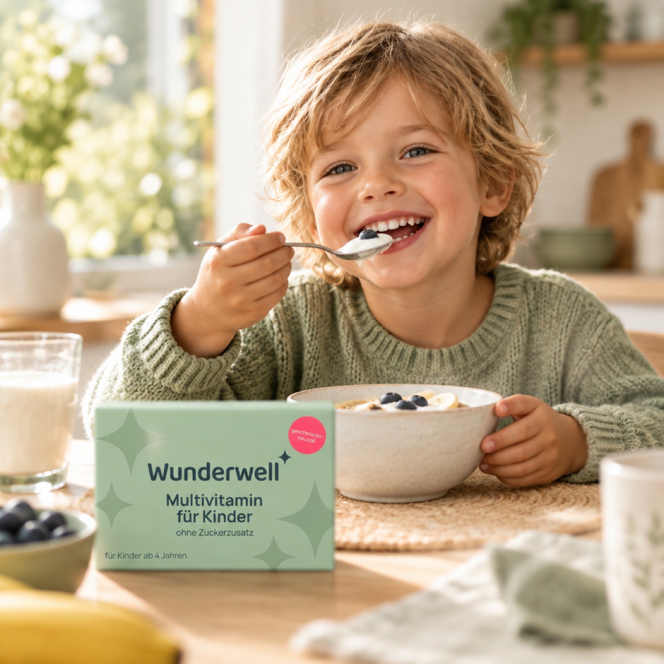Kind beim Frühstück
